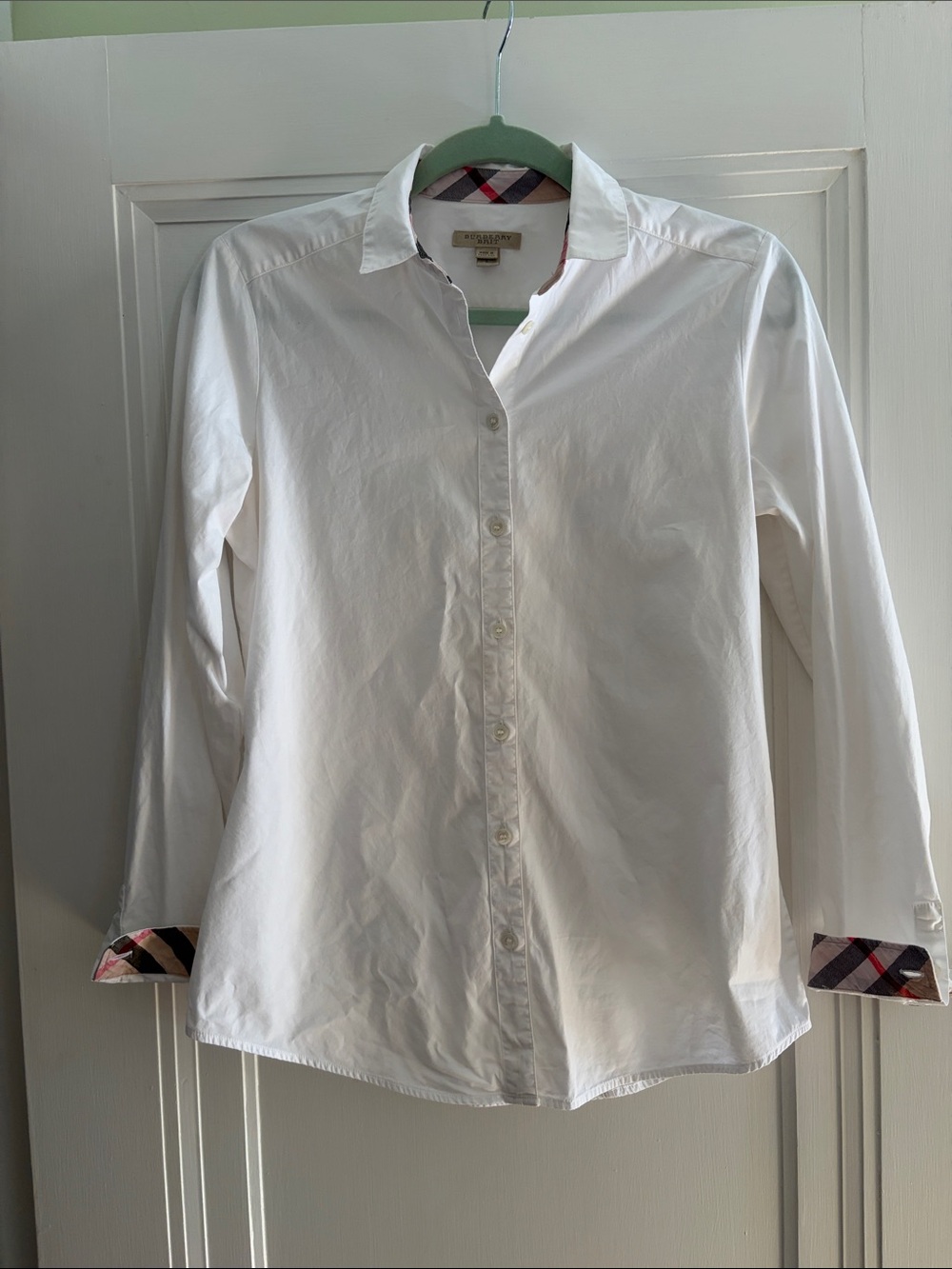 Burberry Brit White Shirt with Classic Check Collar